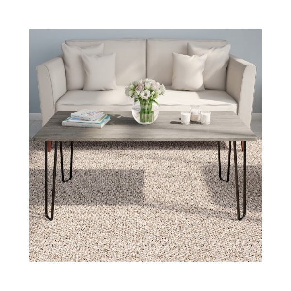 Hastings Home Coffee Table with Hairpin Legs, Modern Industrial Style Decor, Woodgrain-Look, Living Room or Office 662088RNV - main